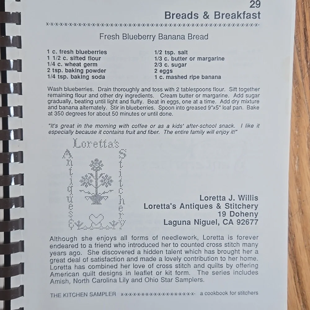 Vintage 1989 The Kitchen Sampler A Cookbook For Stitchers recipe book